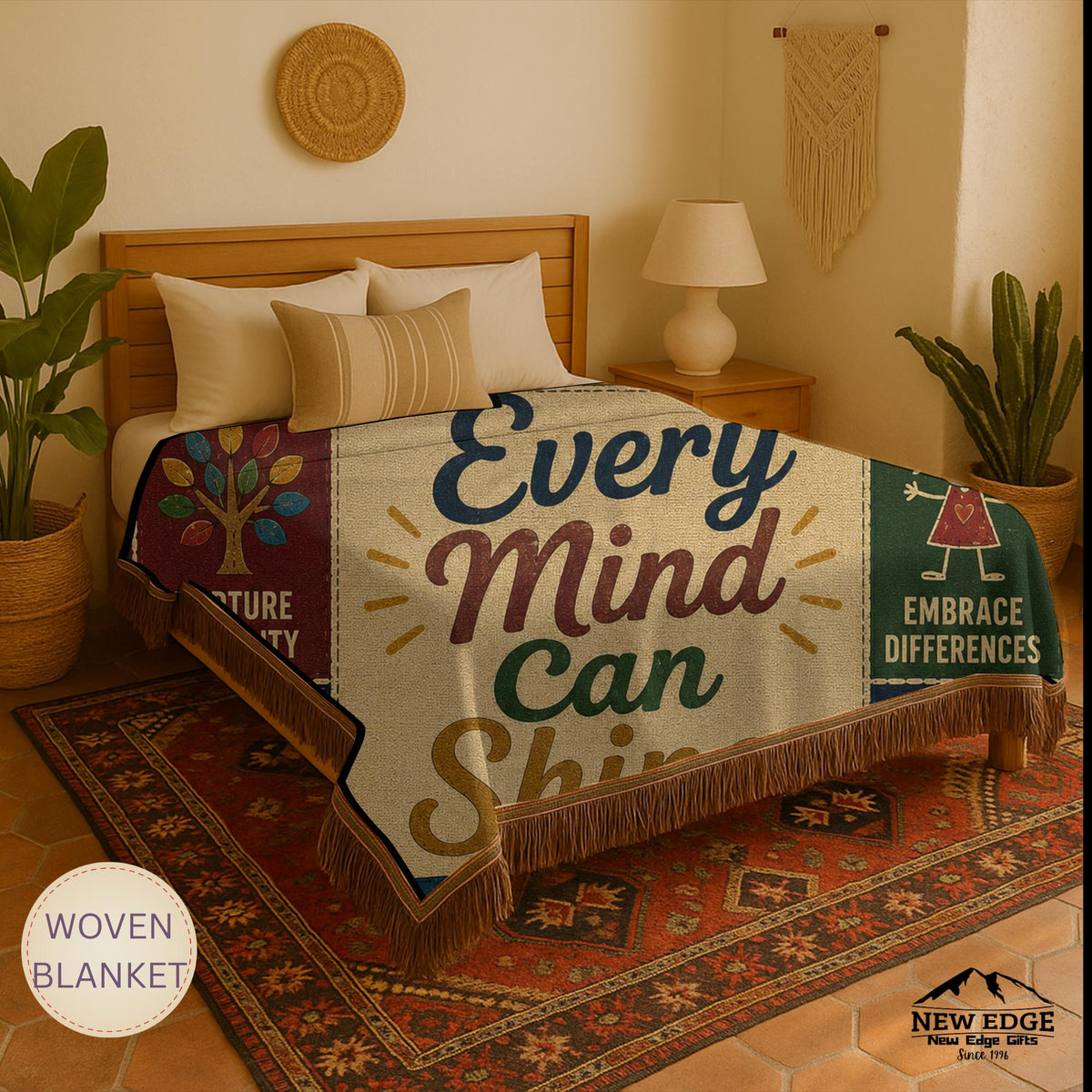 Preschool Teacher Woven Blanket Every Mind Can Shine Faux Patchwork Teacher Appreciation Gift Classroom Wall Decor Throw