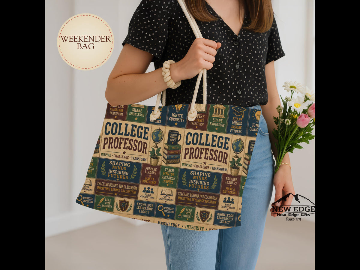 College Professor Weekender Bag Shaping Minds Inspiring Futures Faux Patchwork Professor Travel Tote Gift