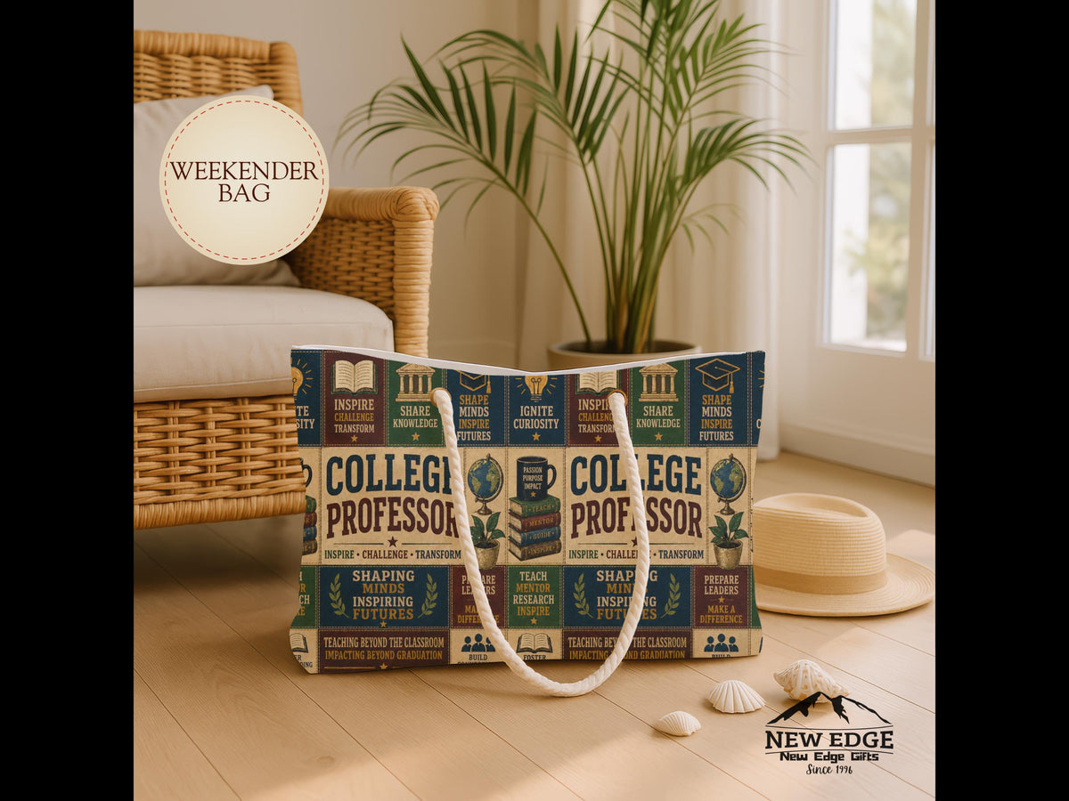 College Professor Weekender Bag Shaping Minds Inspiring Futures Faux Patchwork Professor Travel Tote Gift