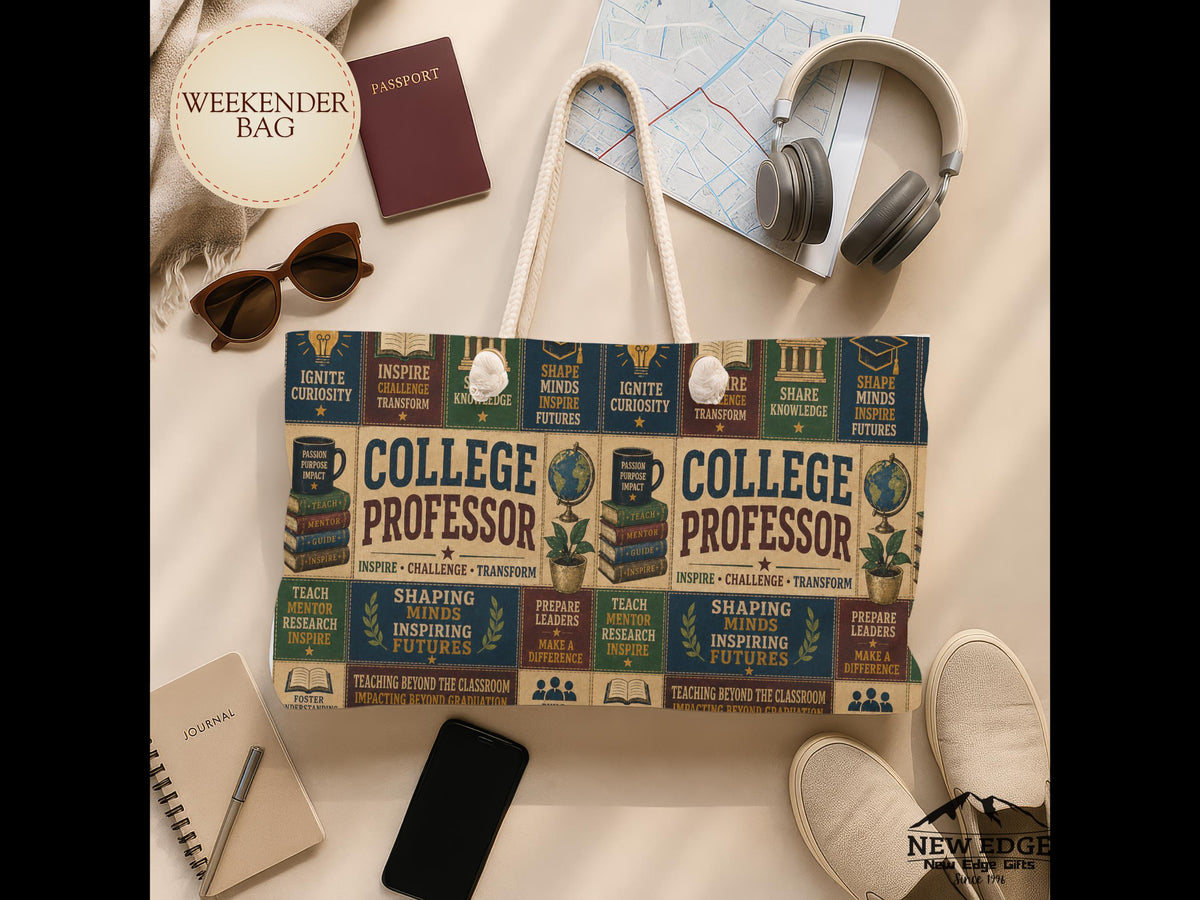 College Professor Weekender Bag Shaping Minds Inspiring Futures Faux Patchwork Professor Travel Tote Gift