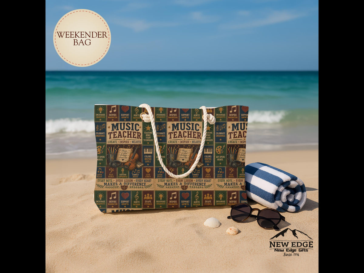 Music Teacher Weekender Bag Every Note Every Lesson Every Heart Faux Patchwork Teacher Travel Tote Gift