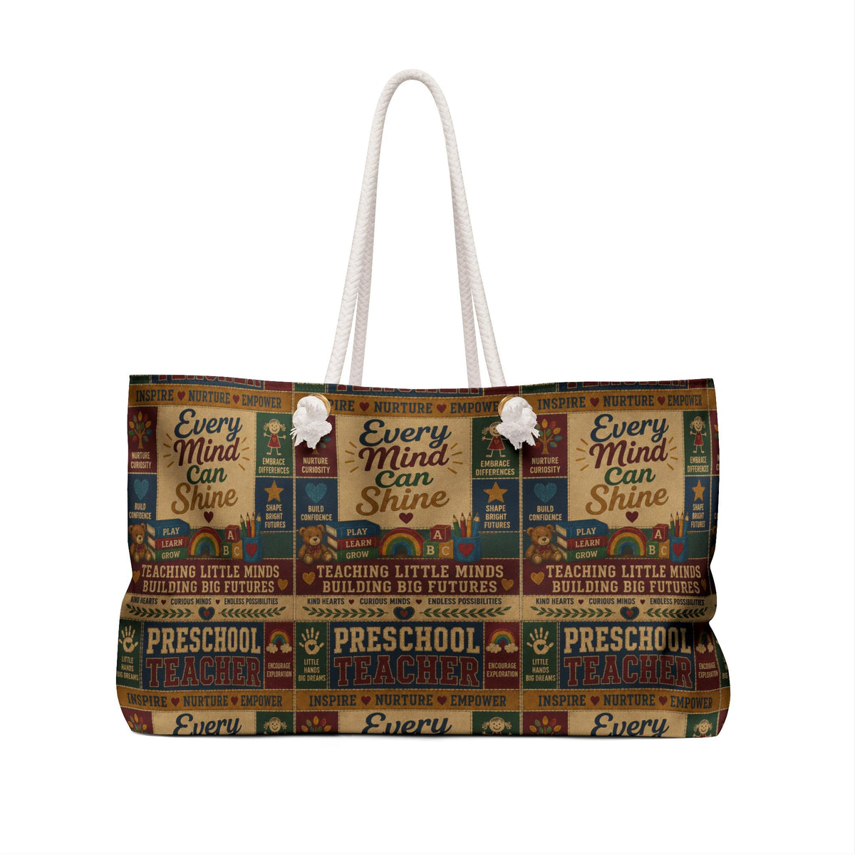 Preschool Teacher Weekender Bag Every Mind Can Shine Faux Patchwork Teacher Travel Tote Gift