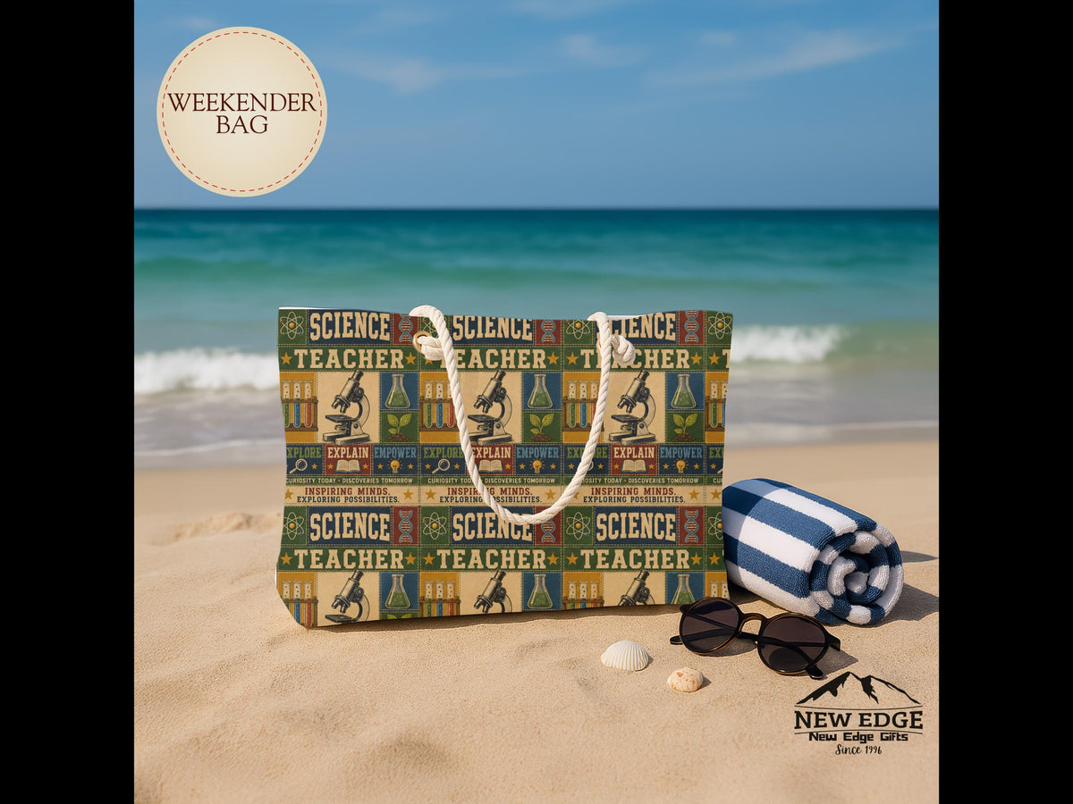 Science Teacher Weekender Bag Inspiring Minds Exploring Possibilities Faux Patchwork Teacher Travel Tote Gift