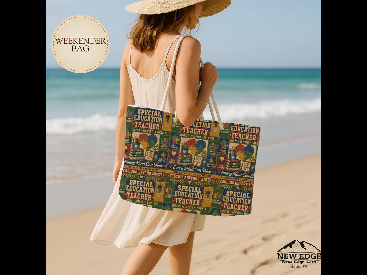 Special Education Teacher Weekender Bag Every Mind Can Shine Faux Patchwork Travel Tote Teacher Appreciation Gift