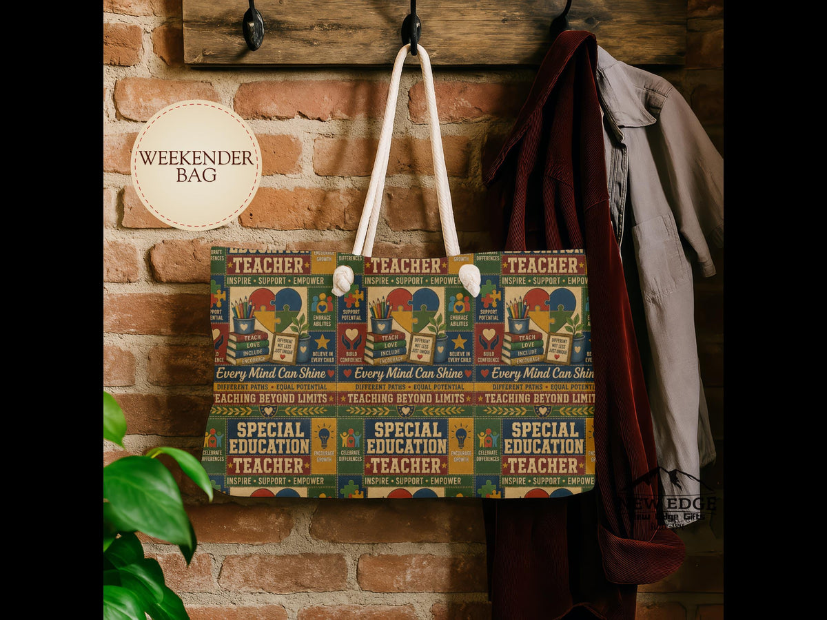 Special Education Teacher Weekender Bag Every Mind Can Shine Faux Patchwork Travel Tote Teacher Appreciation Gift