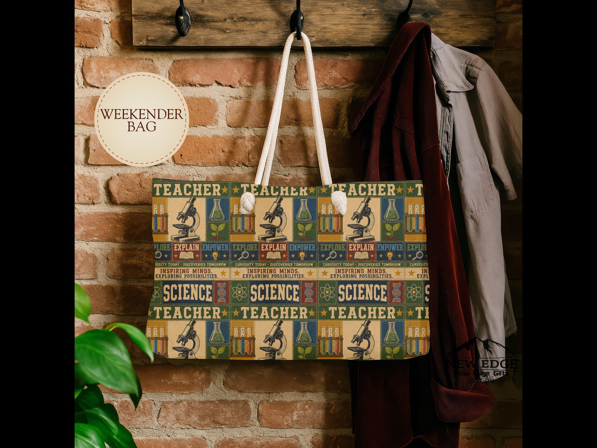 Science Teacher Weekender Bag Inspiring Minds Exploring Possibilities Faux Patchwork Teacher Travel Tote Gift