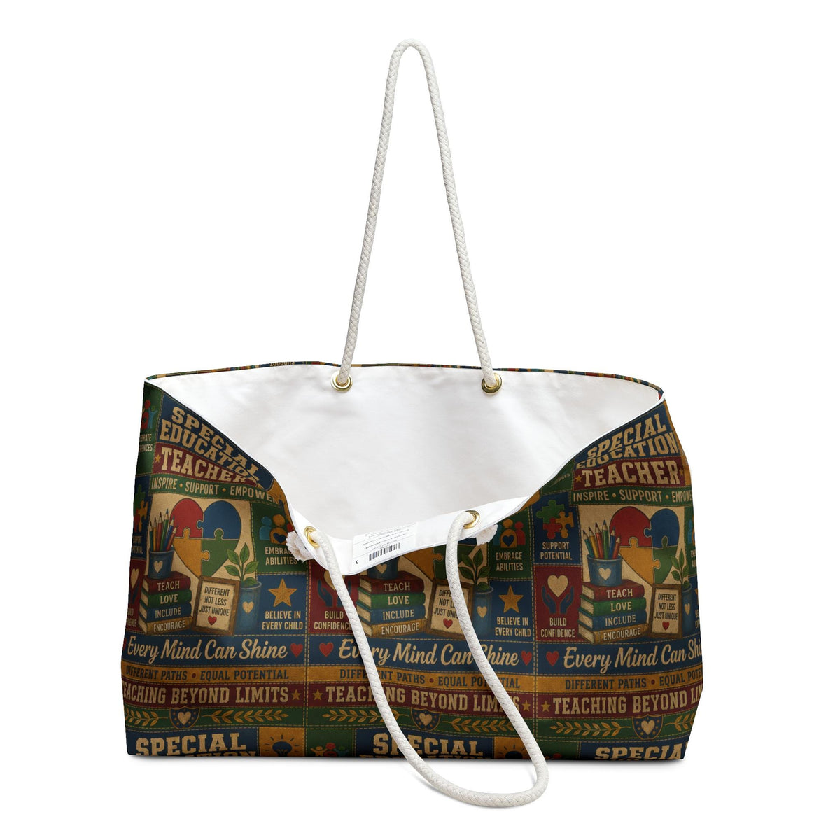 Special Education Teacher Weekender Bag Every Mind Can Shine Faux Patchwork Travel Tote Teacher Appreciation Gift