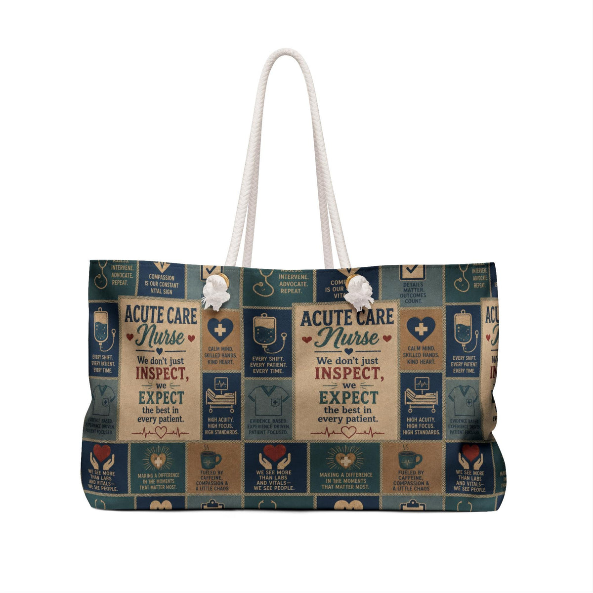 Acute Care Nurse Weekender Bag We Dont Just Inspect We Expect Faux Patchwork Travel Tote Nurse Appreciation Gift