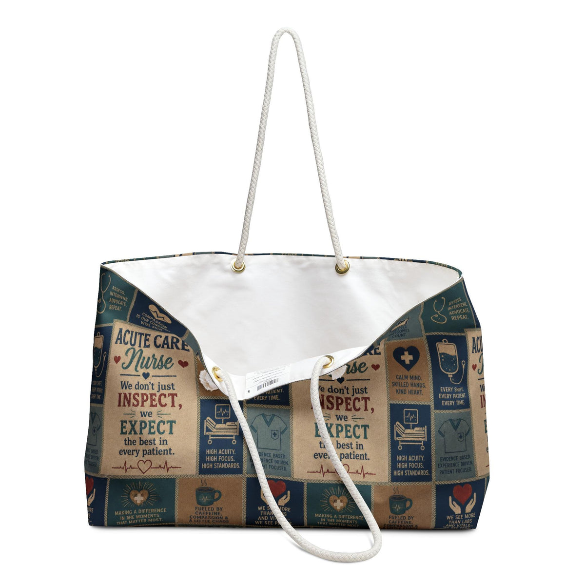 Acute Care Nurse Weekender Bag We Dont Just Inspect We Expect Faux Patchwork Travel Tote Nurse Appreciation Gift