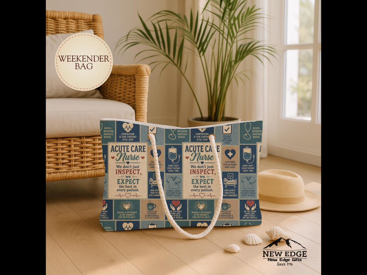 Acute Care Nurse Weekender Bag We Dont Just Inspect We Expect Faux Patchwork Travel Tote Nurse Appreciation Gift
