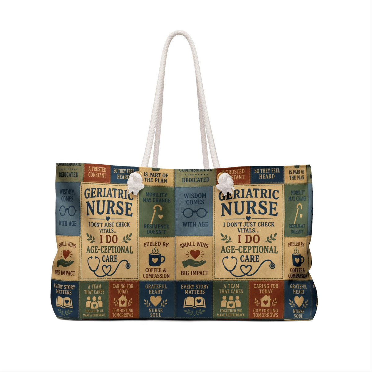 Geriatric Nurse Weekender Bag I Do Age Ceptional Care Faux Patchwork Travel Tote Nurse Appreciation Gift