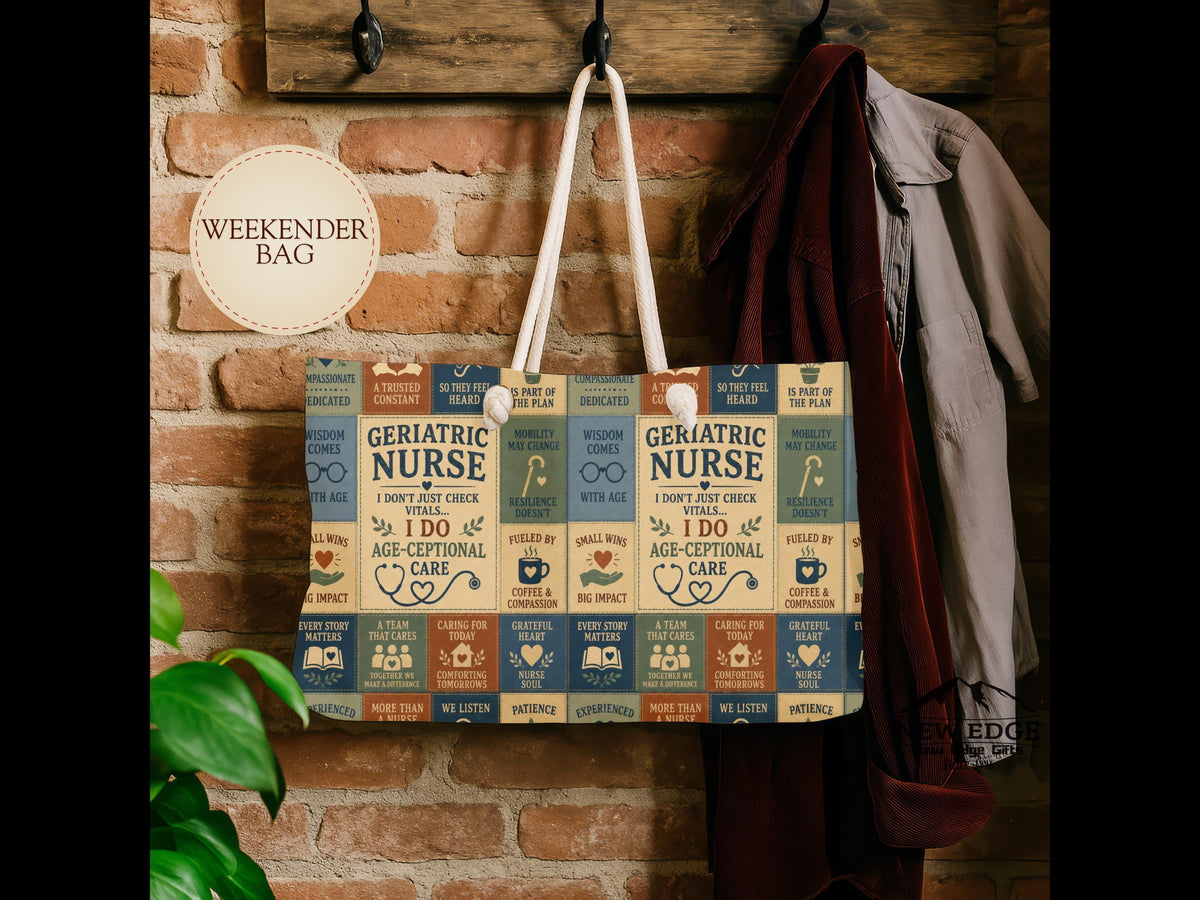Geriatric Nurse Weekender Bag I Do Age Ceptional Care Faux Patchwork Travel Tote Nurse Appreciation Gift