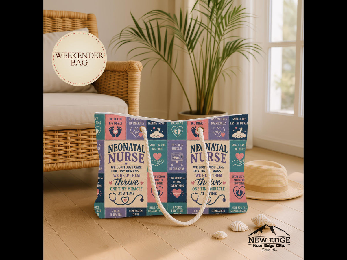 Neonatal Nurse Weekender Bag We Help Tiny Miracles Thrive Faux Patchwork NICU Travel Tote Nurse Appreciation Gift