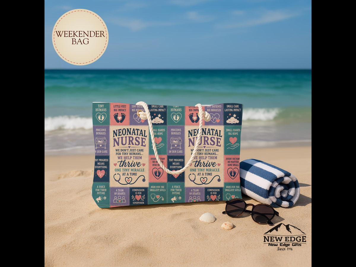 Neonatal Nurse Weekender Bag We Help Tiny Miracles Thrive Faux Patchwork NICU Travel Tote Nurse Appreciation Gift