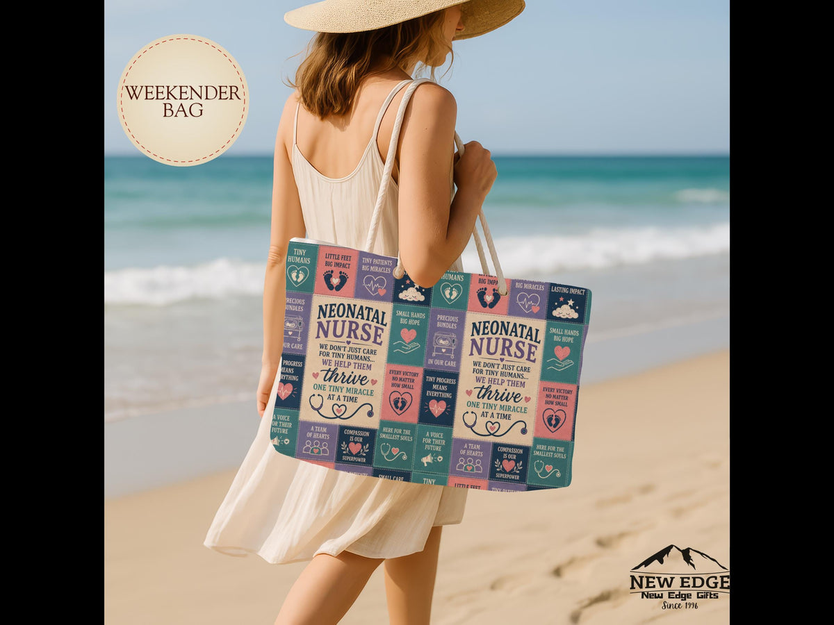 Neonatal Nurse Weekender Bag We Help Tiny Miracles Thrive Faux Patchwork NICU Travel Tote Nurse Appreciation Gift