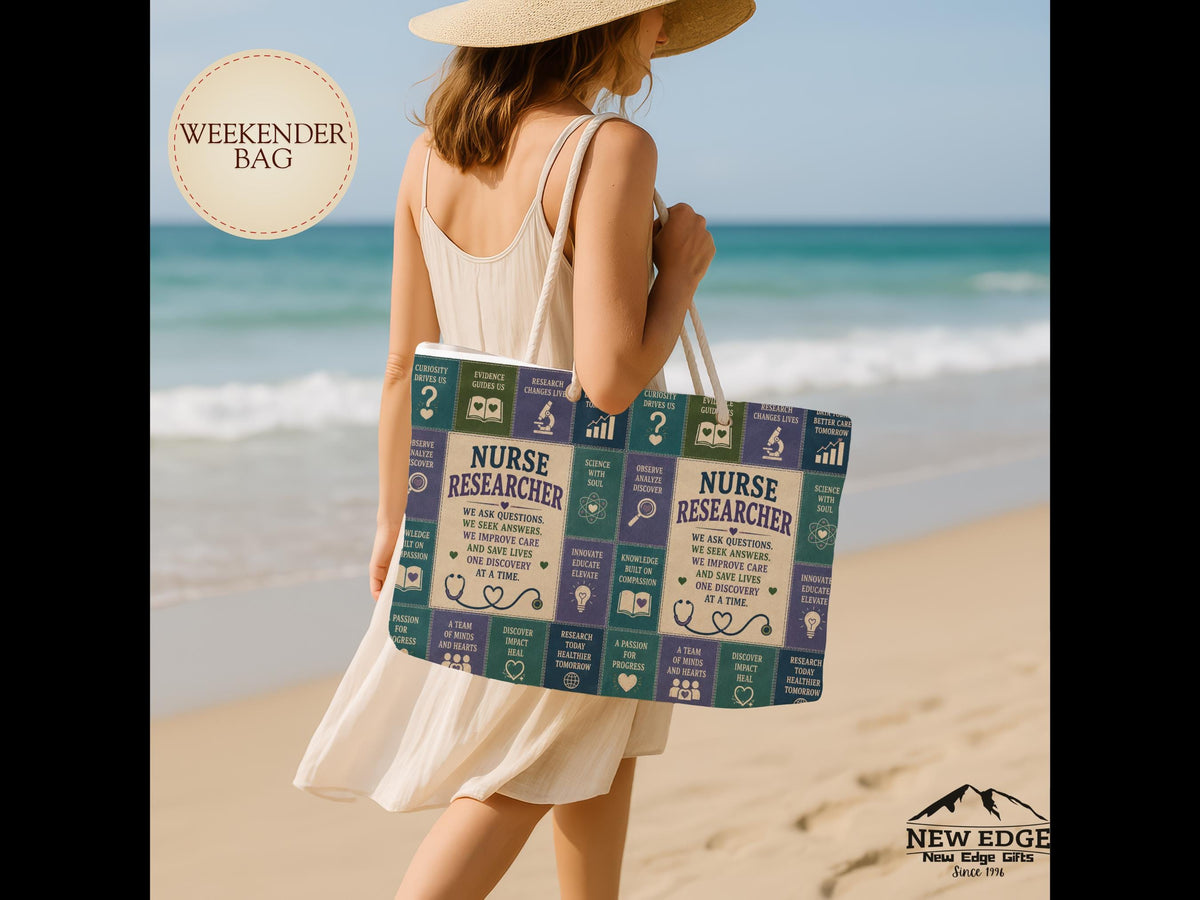 Nurse Researcher Weekender Bag We Ask Questions We Seek Answers Faux Patchwork Travel Tote Nurse Appreciation Gift