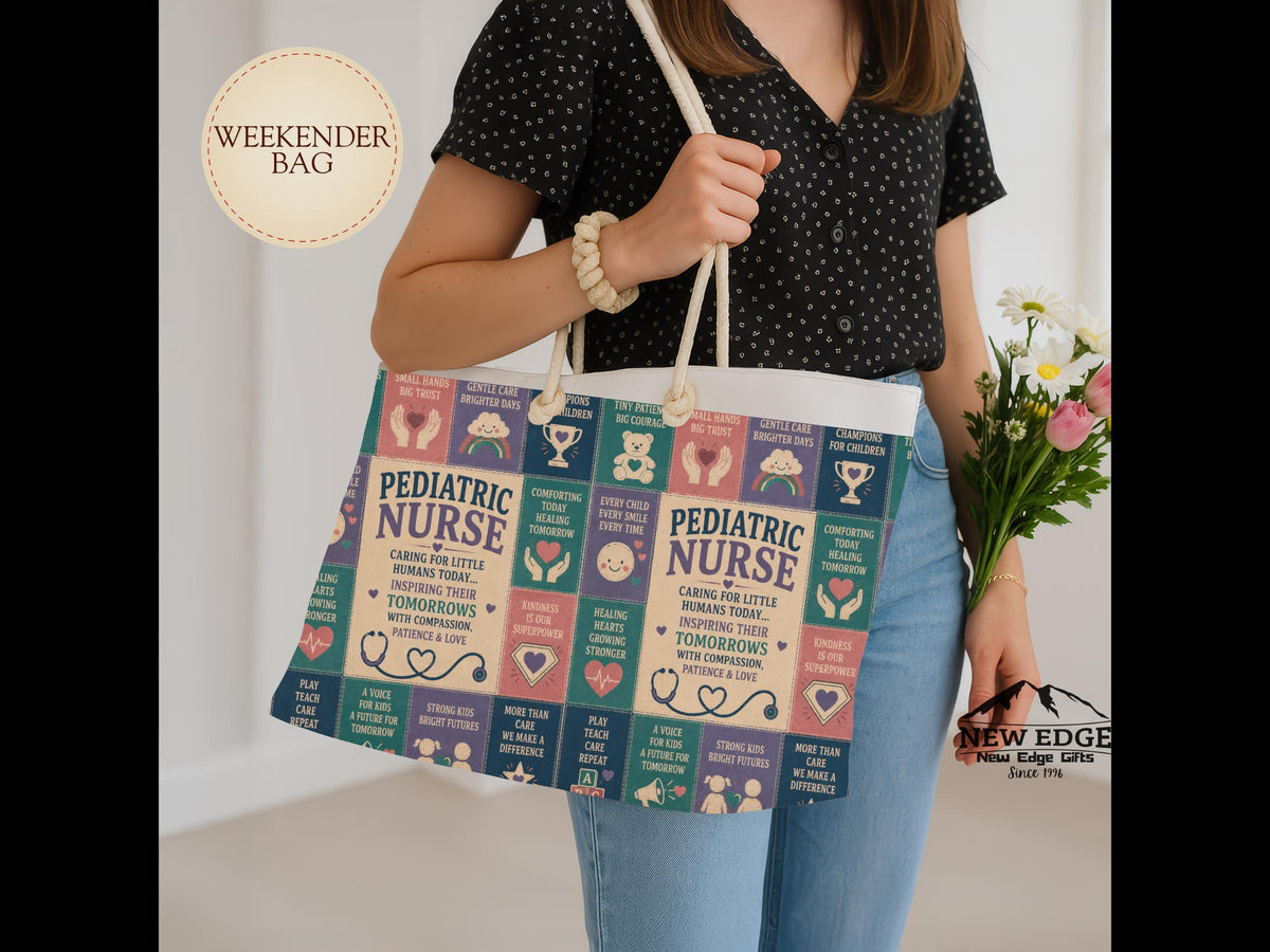 Pediatric Nurse Weekender Bag Inspiring Little Tomorrows Faux Patchwork Travel Tote Pediatric Nurse Appreciation Gift