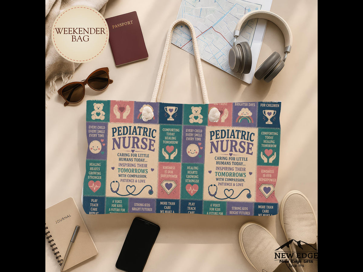 Pediatric Nurse Weekender Bag Inspiring Little Tomorrows Faux Patchwork Travel Tote Pediatric Nurse Appreciation Gift