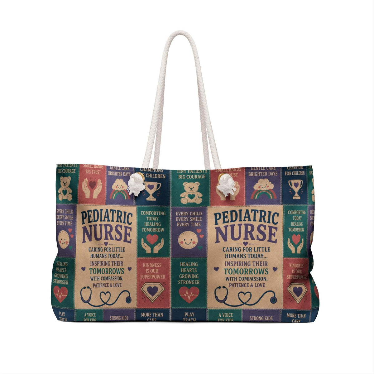 Pediatric Nurse Weekender Bag Inspiring Little Tomorrows Faux Patchwork Travel Tote Pediatric Nurse Appreciation Gift