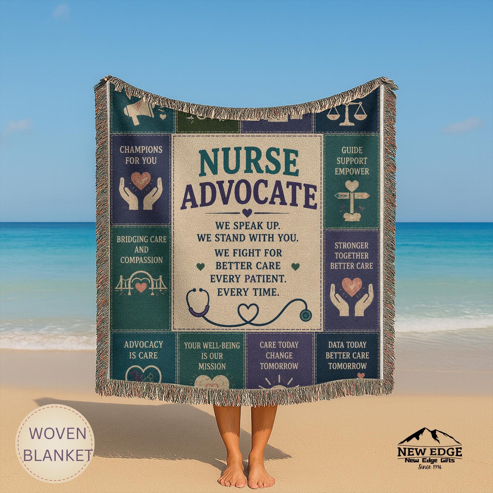 Nurse Advocate Woven Blanket Every Patient Every Voice Faux Patchwork Nurse Appreciation Gift Healthcare Office Wall Decor Throw