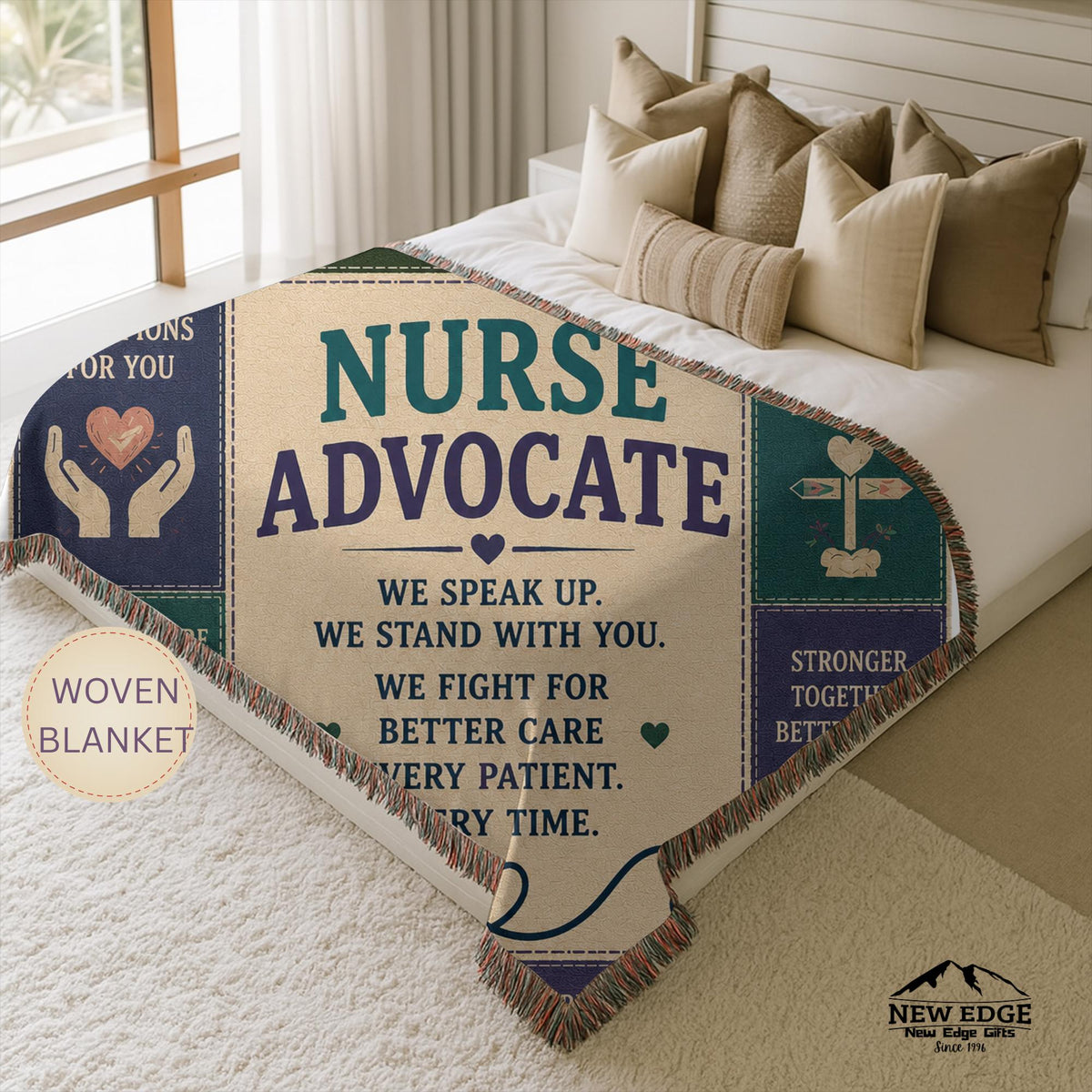Nurse Advocate Woven Blanket Every Patient Every Voice Faux Patchwork Nurse Appreciation Gift Healthcare Office Wall Decor Throw
