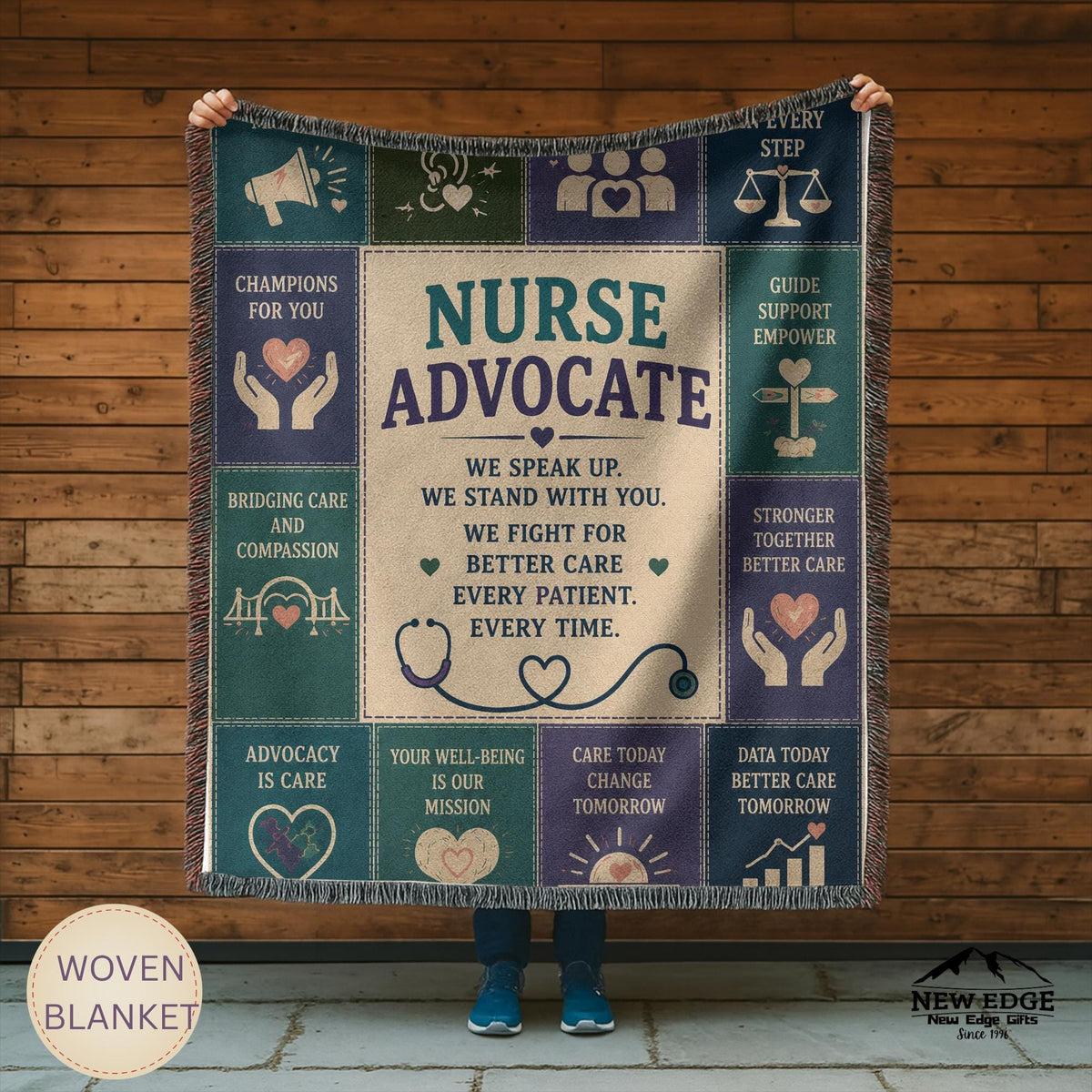 Nurse Advocate Woven Blanket Every Patient Every Voice Faux Patchwork Nurse Appreciation Gift Healthcare Office Wall Decor Throw
