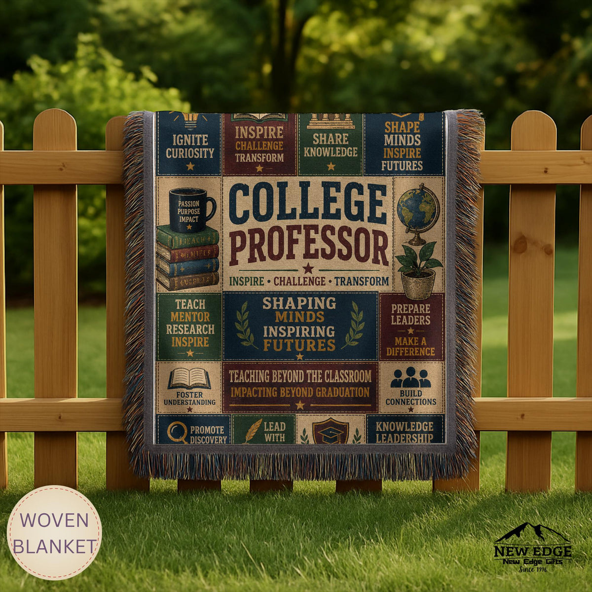 College Professor Woven Blanket Shaping Minds Inspiring Futures Faux Patchwork Professor Appreciation Gift Wall Decor Throw