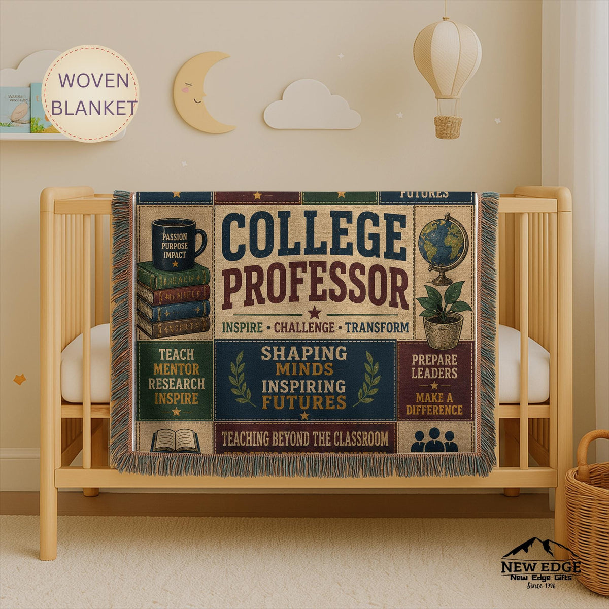 College Professor Woven Blanket Shaping Minds Inspiring Futures Faux Patchwork Professor Appreciation Gift Wall Decor Throw