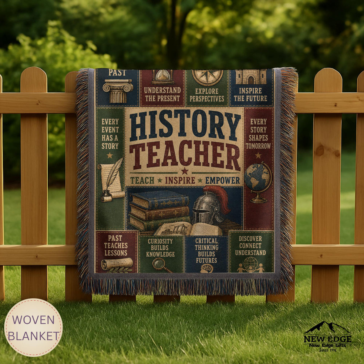 History Teacher Woven Blanket Shaping Minds Building Tomorrow Faux Patchwork Teacher Appreciation Gift Wall Decor Throw