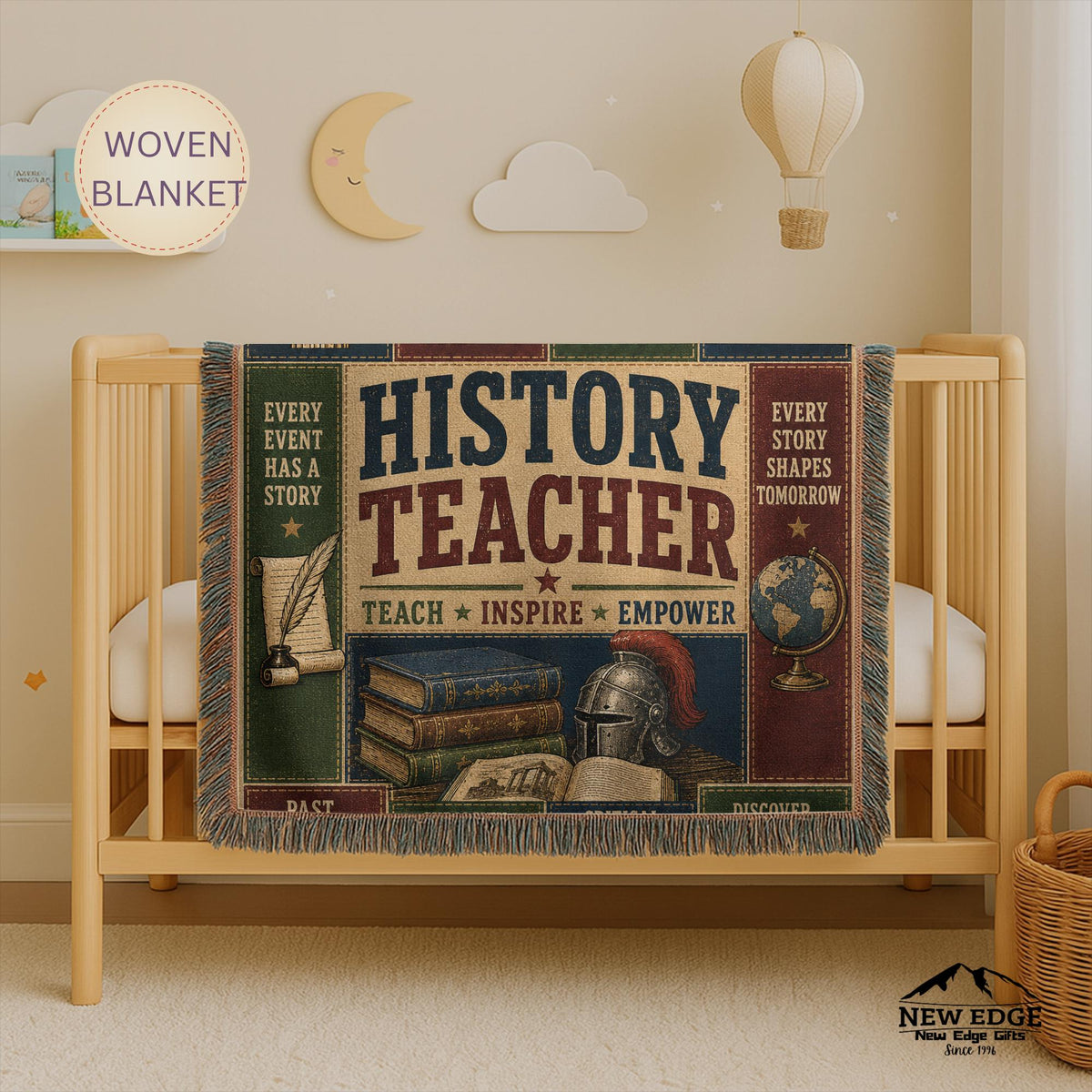 History Teacher Woven Blanket Shaping Minds Building Tomorrow Faux Patchwork Teacher Appreciation Gift Wall Decor Throw