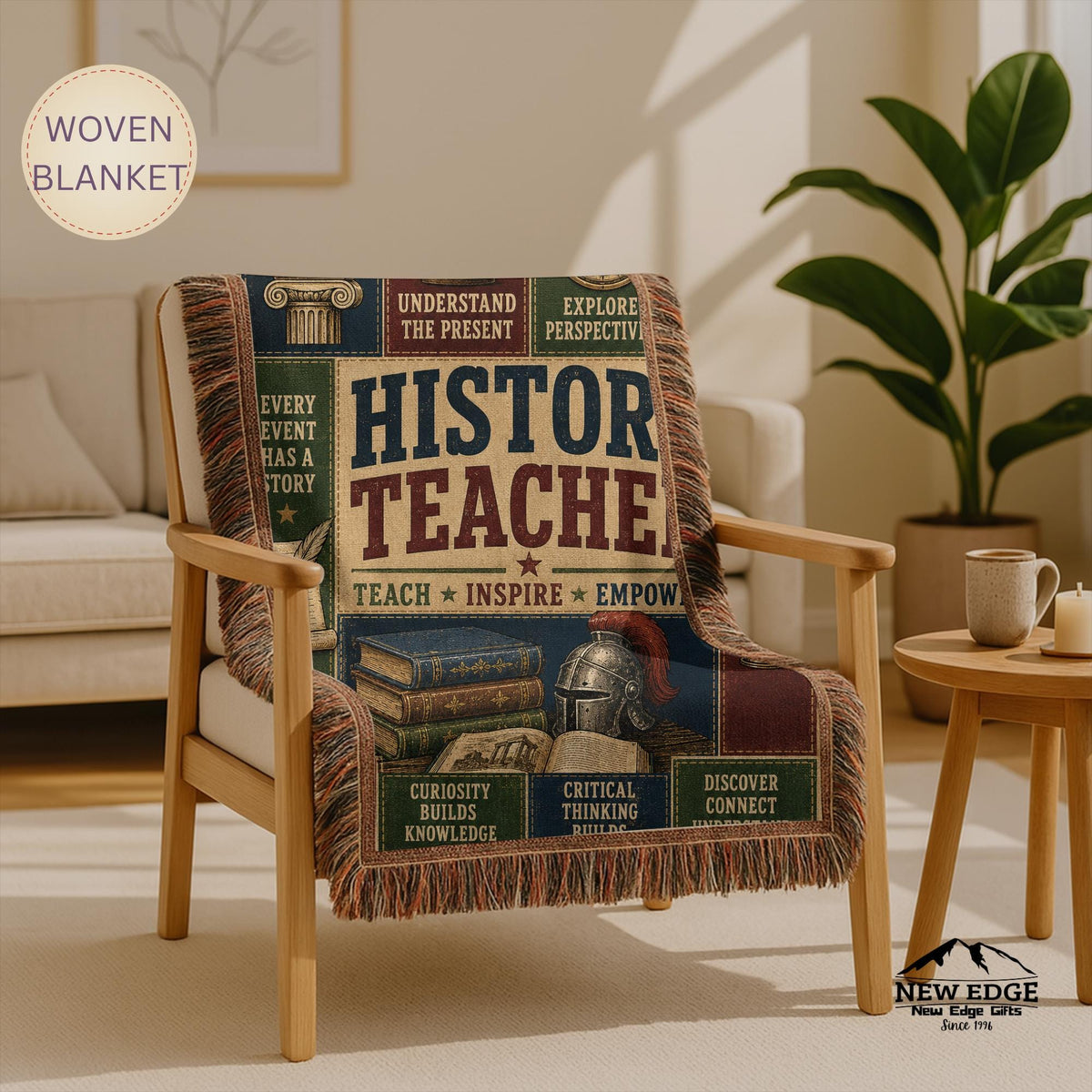 History Teacher Woven Blanket Shaping Minds Building Tomorrow Faux Patchwork Teacher Appreciation Gift Wall Decor Throw
