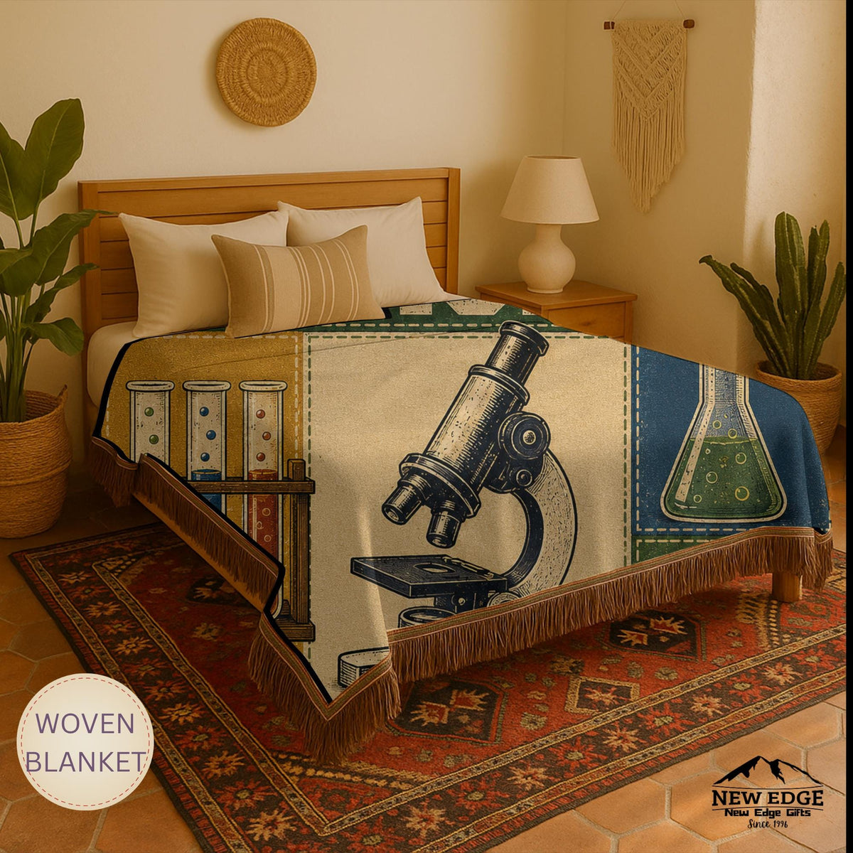 Science Teacher Woven Blanket Inspiring Minds Exploring Possibilities Faux Patchwork Teacher Appreciation Gift Throw