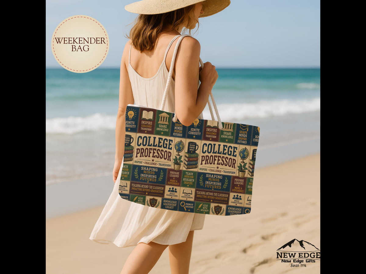 College Professor Weekender Bag Shaping Minds Inspiring Futures Faux Patchwork Professor Travel Tote Gift