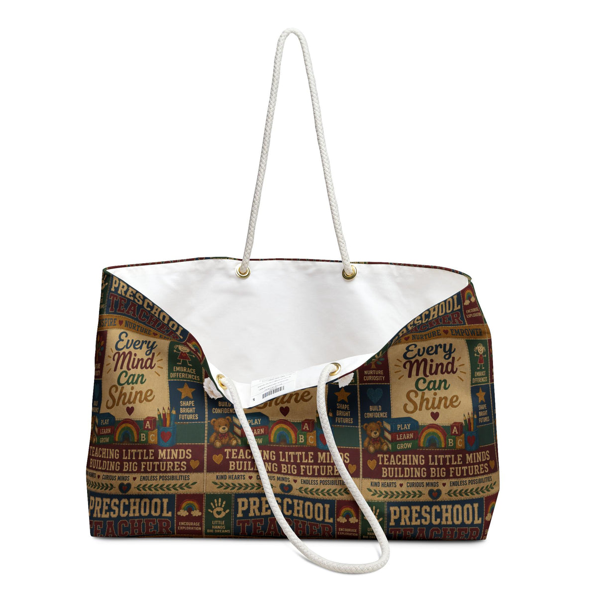 Preschool Teacher Weekender Bag Every Mind Can Shine Faux Patchwork Teacher Travel Tote Gift