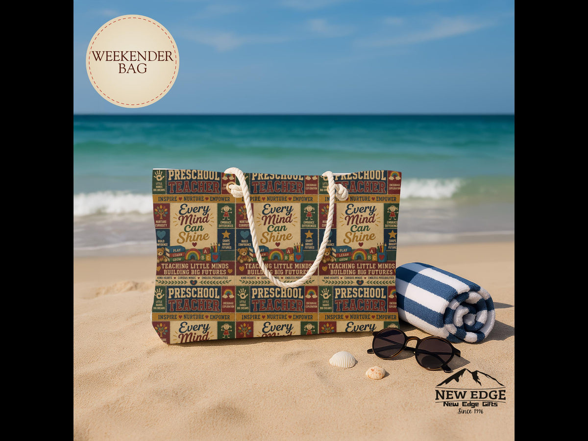 Preschool Teacher Weekender Bag Every Mind Can Shine Faux Patchwork Teacher Travel Tote Gift