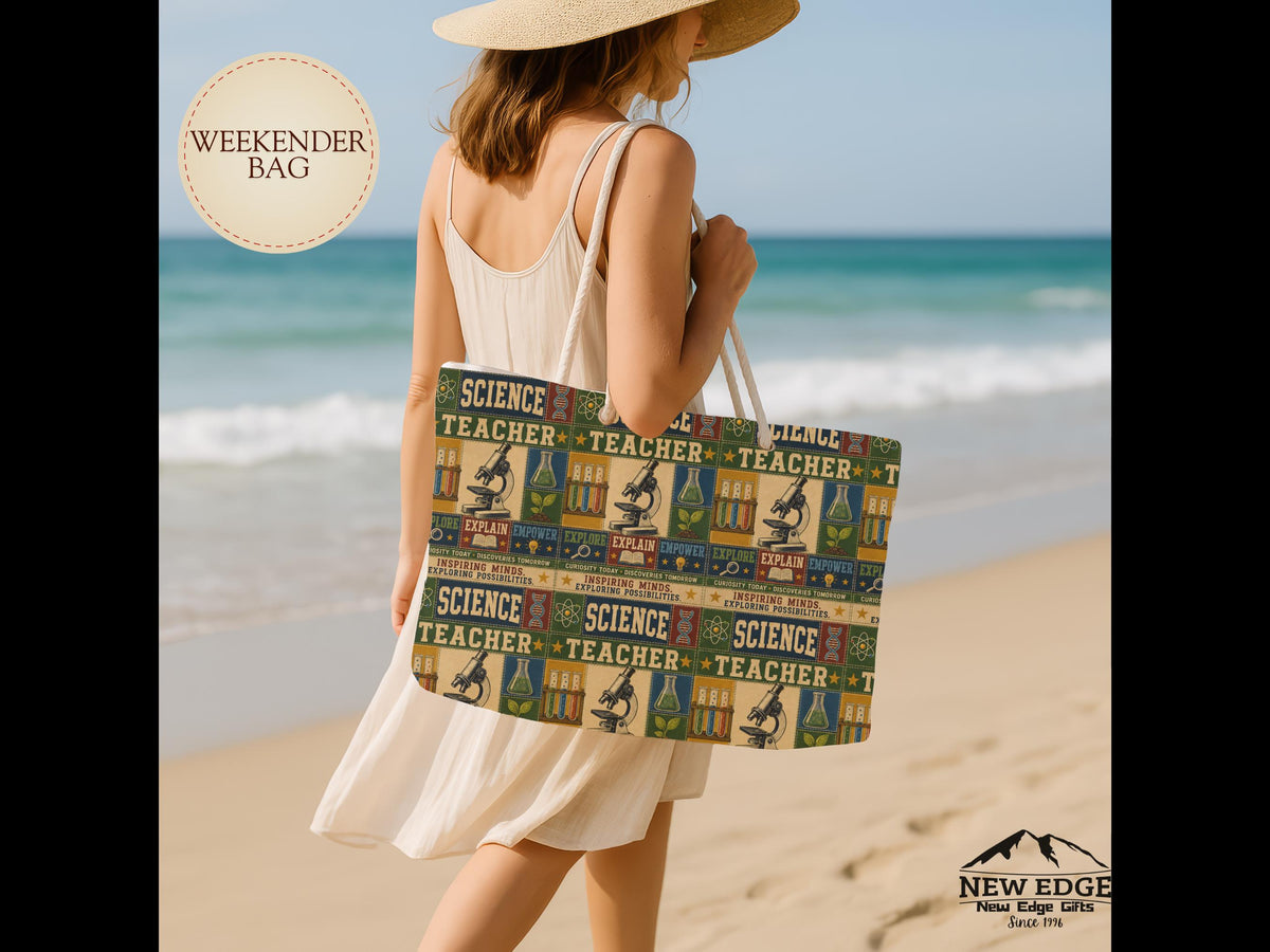 Science Teacher Weekender Bag Inspiring Minds Exploring Possibilities Faux Patchwork Teacher Travel Tote Gift