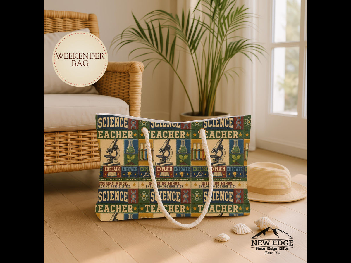 Science Teacher Weekender Bag Inspiring Minds Exploring Possibilities Faux Patchwork Teacher Travel Tote Gift