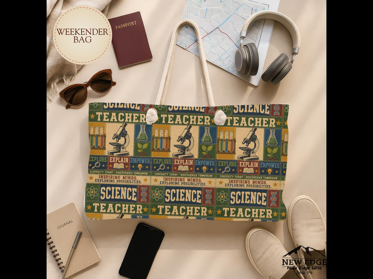 Science Teacher Weekender Bag Inspiring Minds Exploring Possibilities Faux Patchwork Teacher Travel Tote Gift