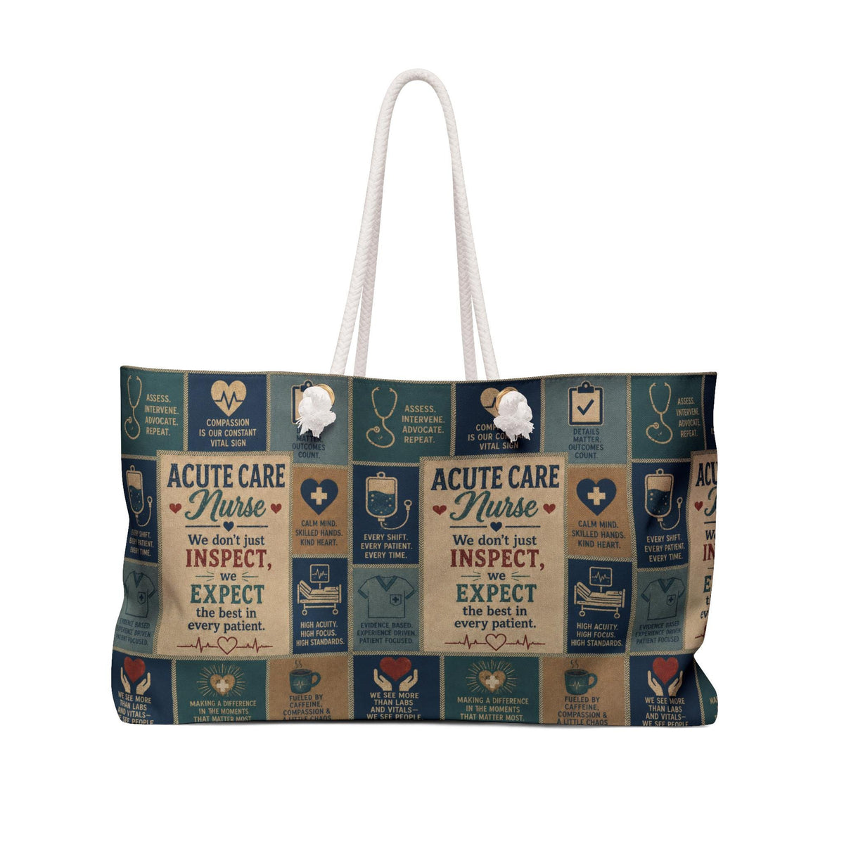 Acute Care Nurse Weekender Bag We Dont Just Inspect We Expect Faux Patchwork Travel Tote Nurse Appreciation Gift