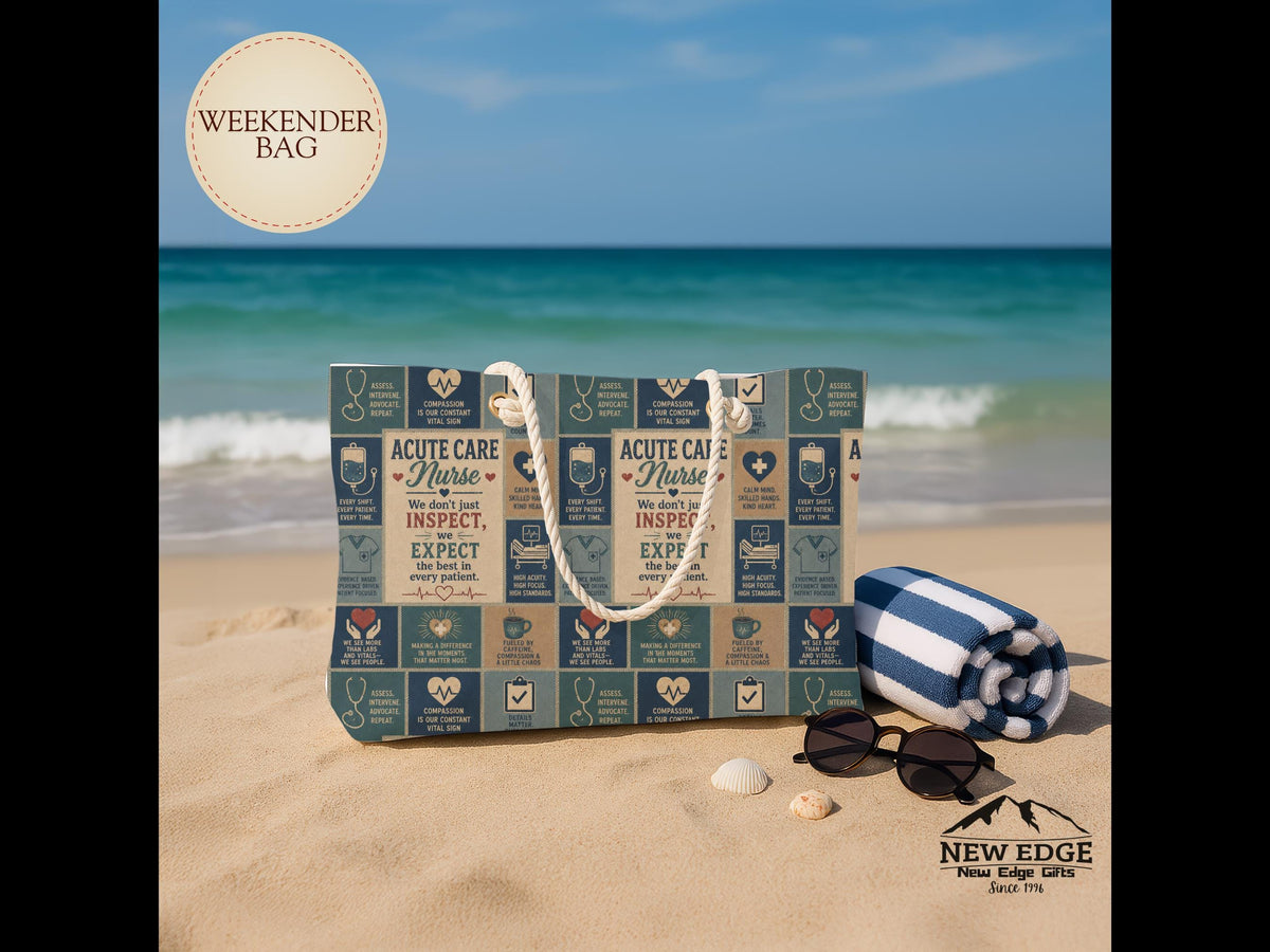 Acute Care Nurse Weekender Bag We Dont Just Inspect We Expect Faux Patchwork Travel Tote Nurse Appreciation Gift