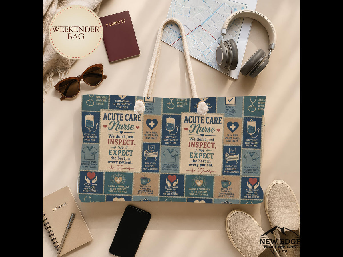 Acute Care Nurse Weekender Bag We Dont Just Inspect We Expect Faux Patchwork Travel Tote Nurse Appreciation Gift