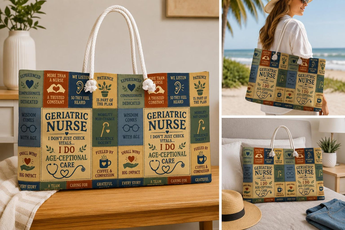 Geriatric Nurse Weekender Bag I Do Age Ceptional Care Faux Patchwork Travel Tote Nurse Appreciation Gift