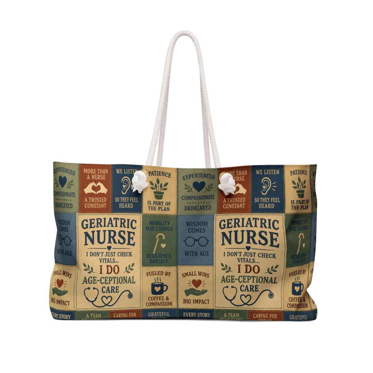 Geriatric Nurse Weekender Bag I Do Age Ceptional Care Faux Patchwork Travel Tote Nurse Appreciation Gift