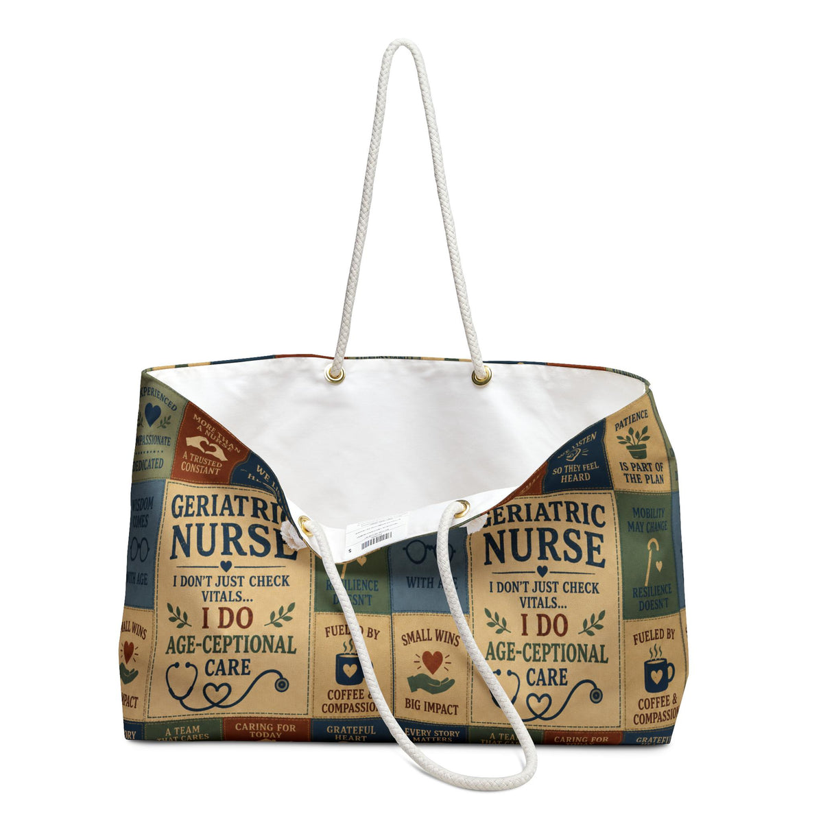 Geriatric Nurse Weekender Bag I Do Age Ceptional Care Faux Patchwork Travel Tote Nurse Appreciation Gift