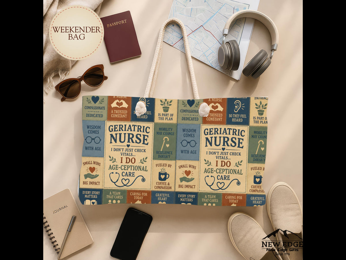 Geriatric Nurse Weekender Bag I Do Age Ceptional Care Faux Patchwork Travel Tote Nurse Appreciation Gift