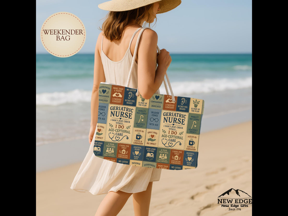 Geriatric Nurse Weekender Bag I Do Age Ceptional Care Faux Patchwork Travel Tote Nurse Appreciation Gift