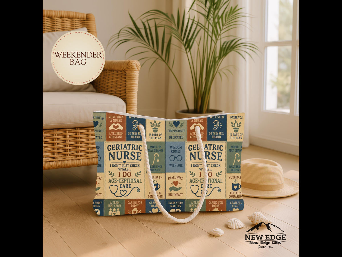 Geriatric Nurse Weekender Bag I Do Age Ceptional Care Faux Patchwork Travel Tote Nurse Appreciation Gift