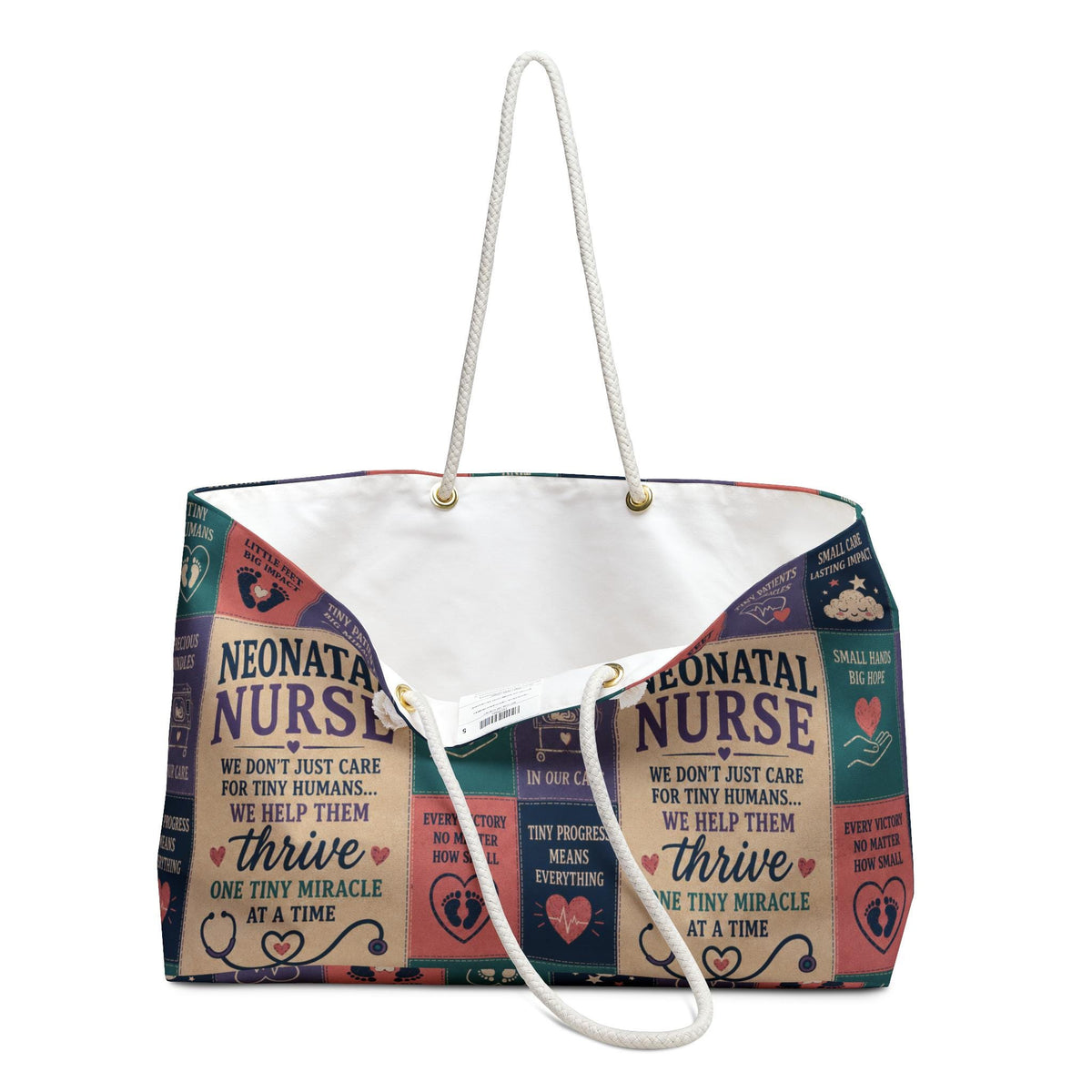 Neonatal Nurse Weekender Bag We Help Tiny Miracles Thrive Faux Patchwork NICU Travel Tote Nurse Appreciation Gift