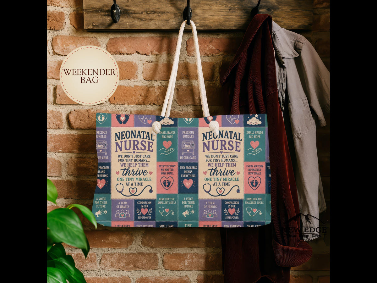 Neonatal Nurse Weekender Bag We Help Tiny Miracles Thrive Faux Patchwork NICU Travel Tote Nurse Appreciation Gift
