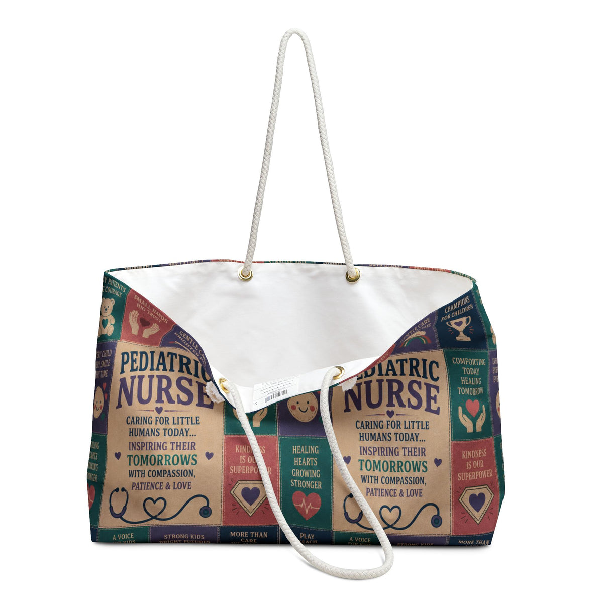 Pediatric Nurse Weekender Bag Inspiring Little Tomorrows Faux Patchwork Travel Tote Pediatric Nurse Appreciation Gift